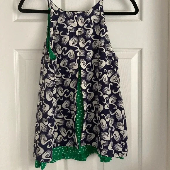 Anthropologie blue swan print tank top size small - Picture 3 of 6